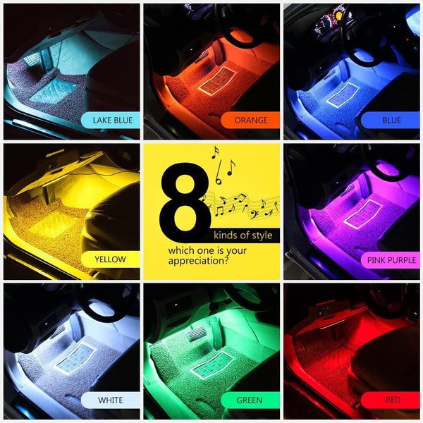 Atmosphere LED Car Light Kit, Sound Activated with Remote Control