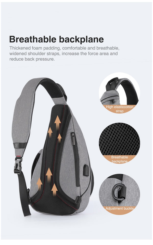 Crossbody Sling Bag Backpack with Built-In USB Charging Port for Travel